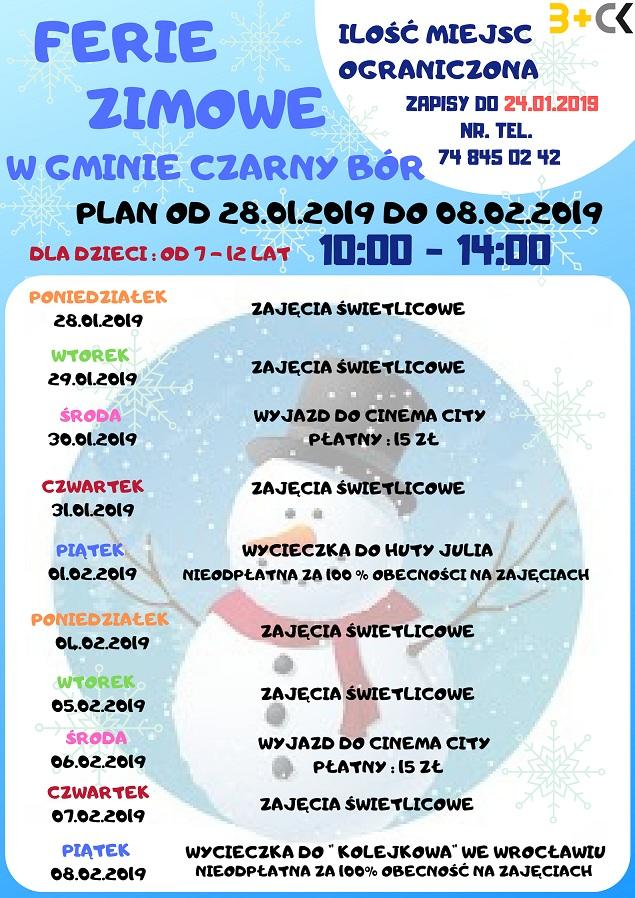 FERIE W GMINIE CZARNY BÓR!!!