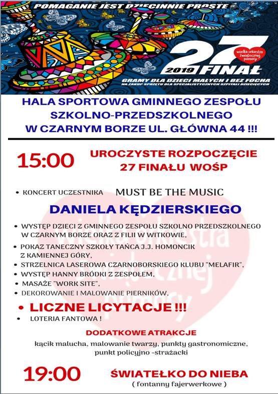 HARMONOGRAM WOŚP W CZARNYM BORZE!!!