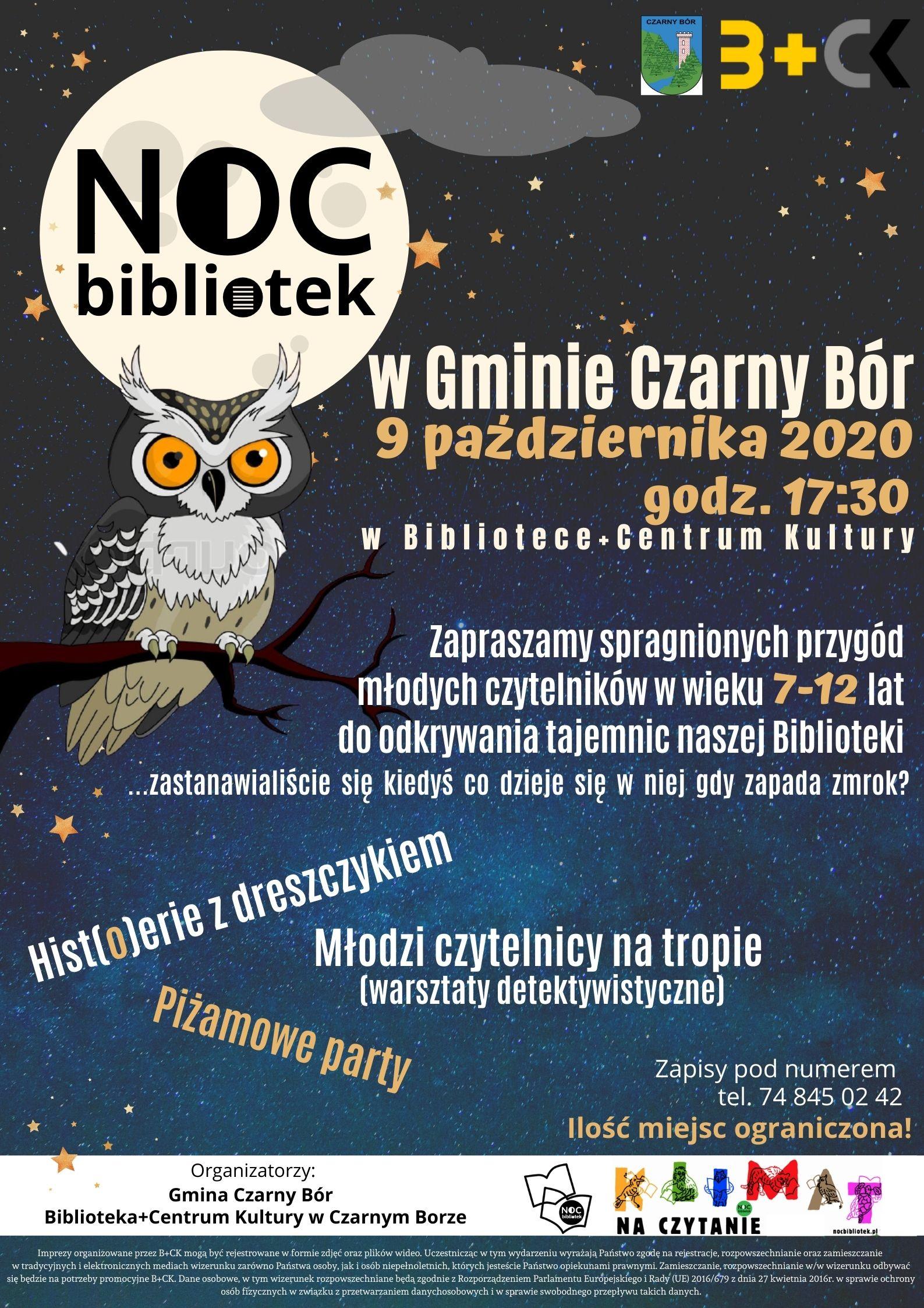Noc Bibliotek w Gminie Czarny Bór. Zapraszamy dzieci 9 października na godz.17:30