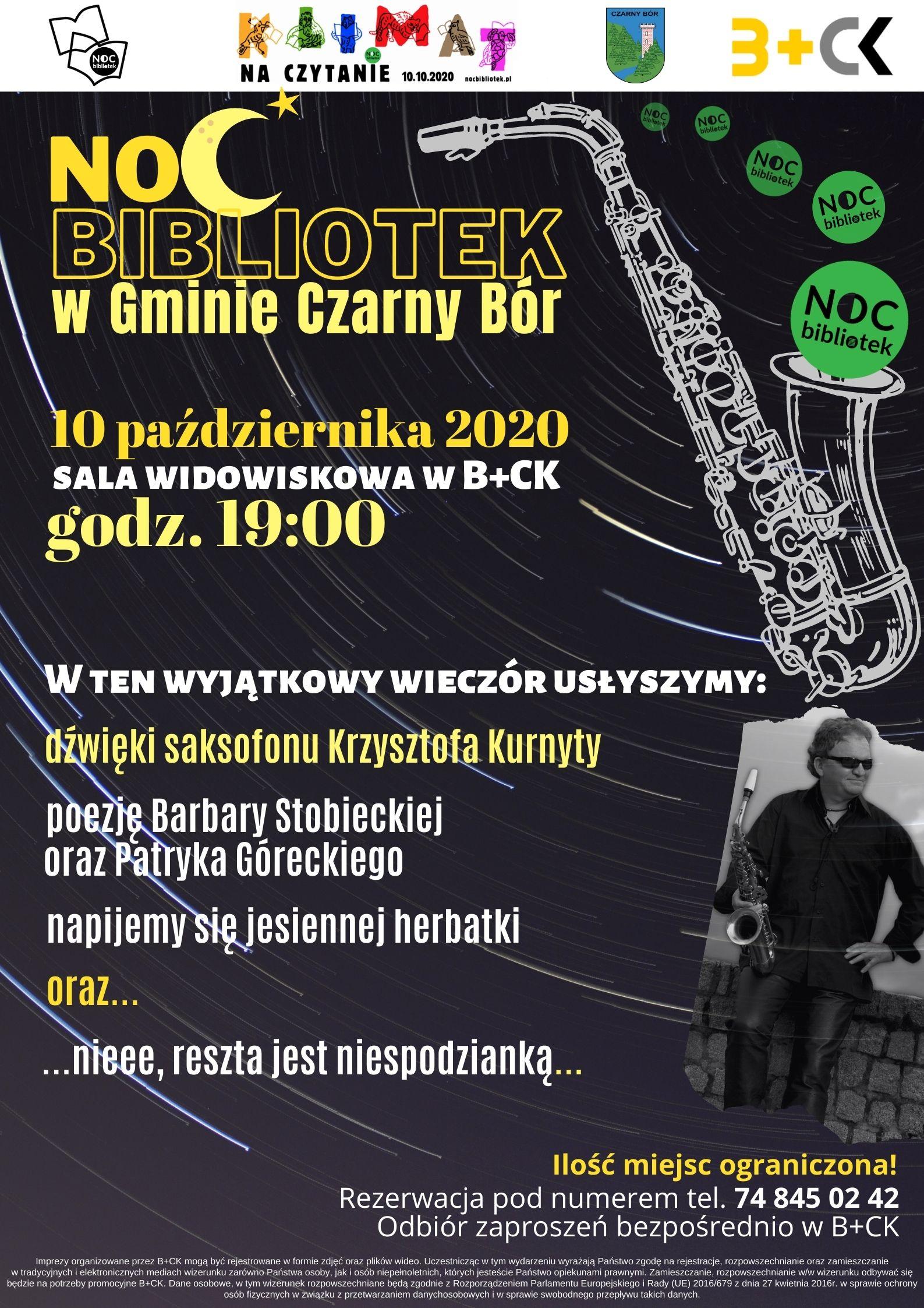 Noc Bibliotek w Gminie Czarny Bór. Zapraszamy 10 października o godz.19:00 na wieczorek koncertowo-poetycki do Biblioteki w Czarnym Borze.