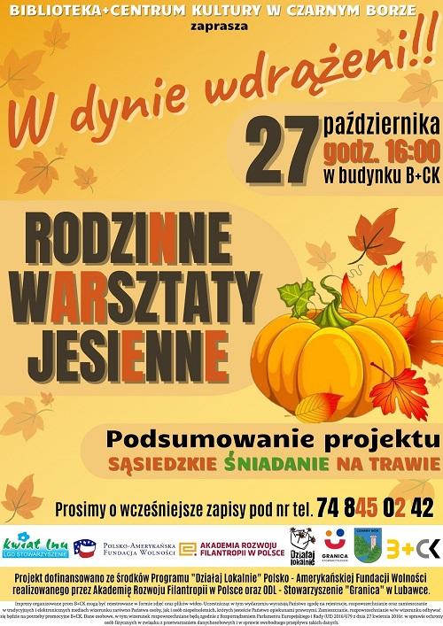 Plakat na Rodzinne Warsztaty Jesienne