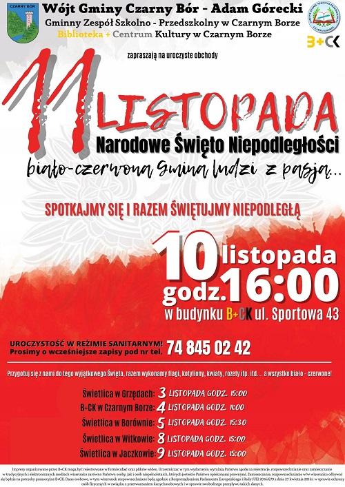 Plakat na uroczyste obchody 11 listopada Święta Niepodległości