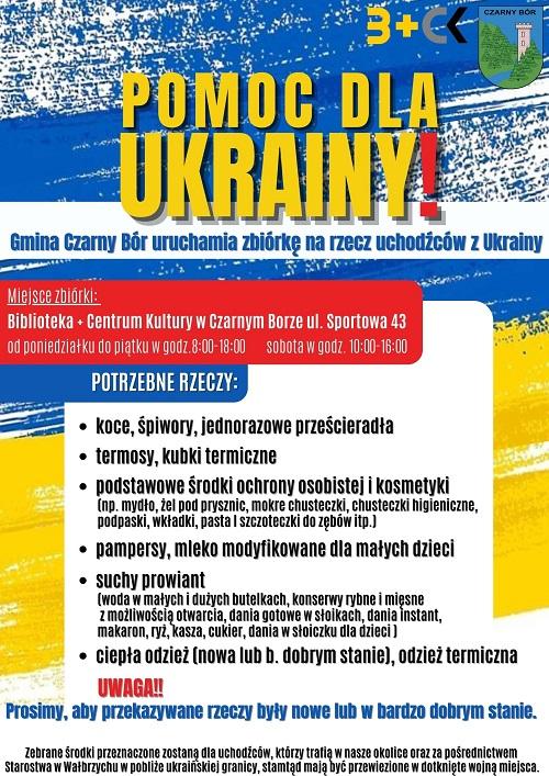 Plakat w sprawie pomocy uchodźcom z Ukrainy