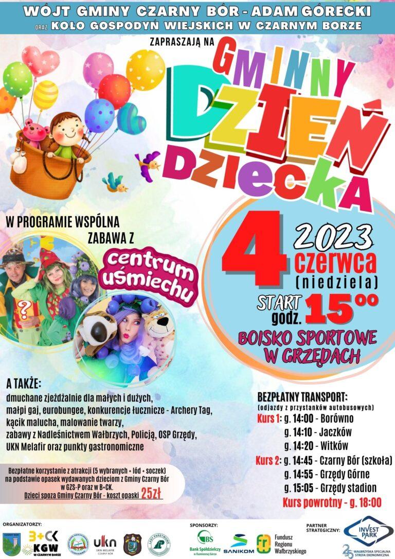 Plakat promujący Gminny Dzień Dziecka w Gminie Czarny Bór