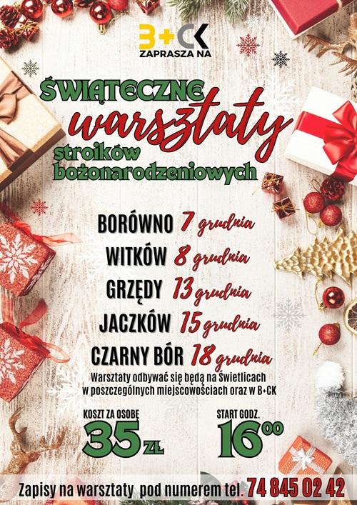 plakat promujący warsztaty bożonarodzeniowe 2023