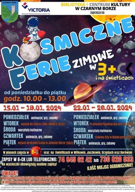 Plakat promujący zajęcia w ramach ferii