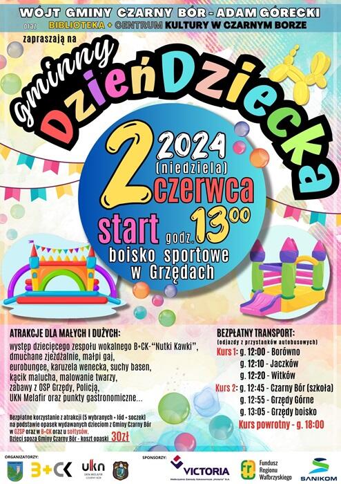 Plakat promujący Dzień Dziecka w Gminie Czarny Bór