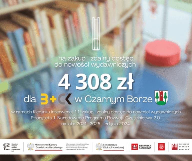 Informacja o dofinansowaniu na zakup nowości wydawniczych w kwocie 4308 zł