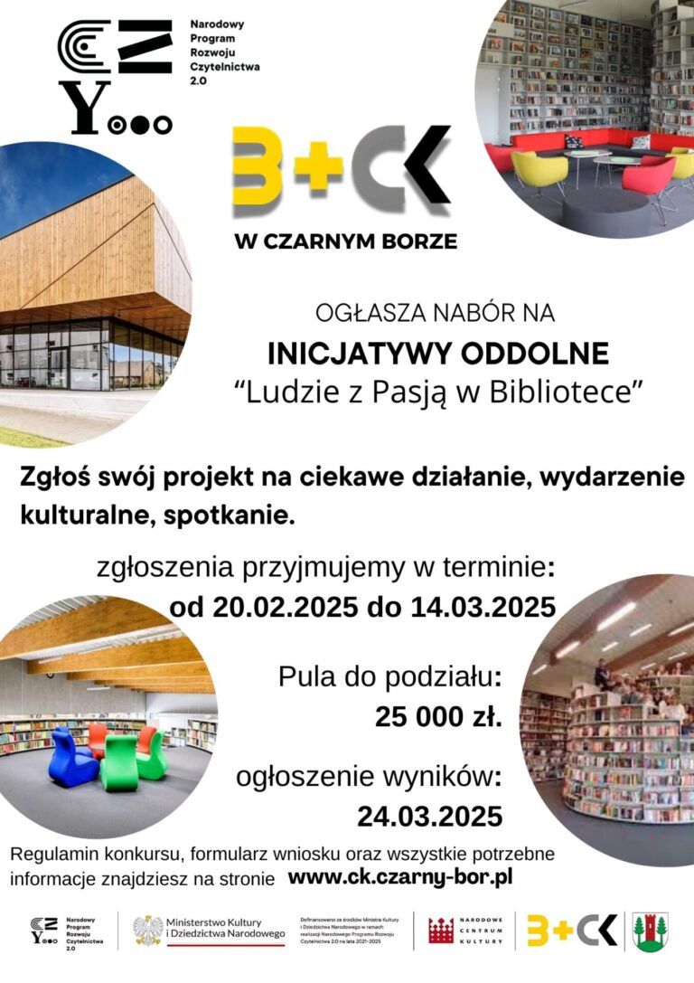 KONKURS NA INICJATYWY ODDOLNE w ramach programu BLISKO „Biblioteka Ludzi z Pasją”