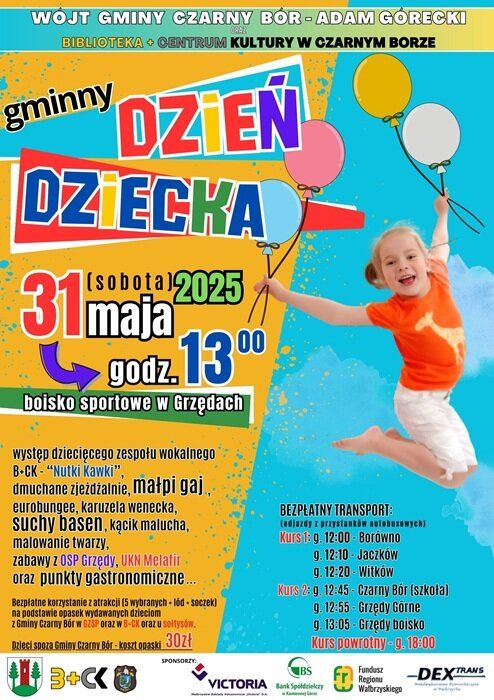Plakat promujący Gminny Dzień Dziecka w Gminie Czarny Bór