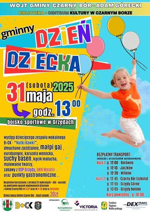 Plakat promujący Gminny Dzień Dziecka w Gminie Czarny Bór