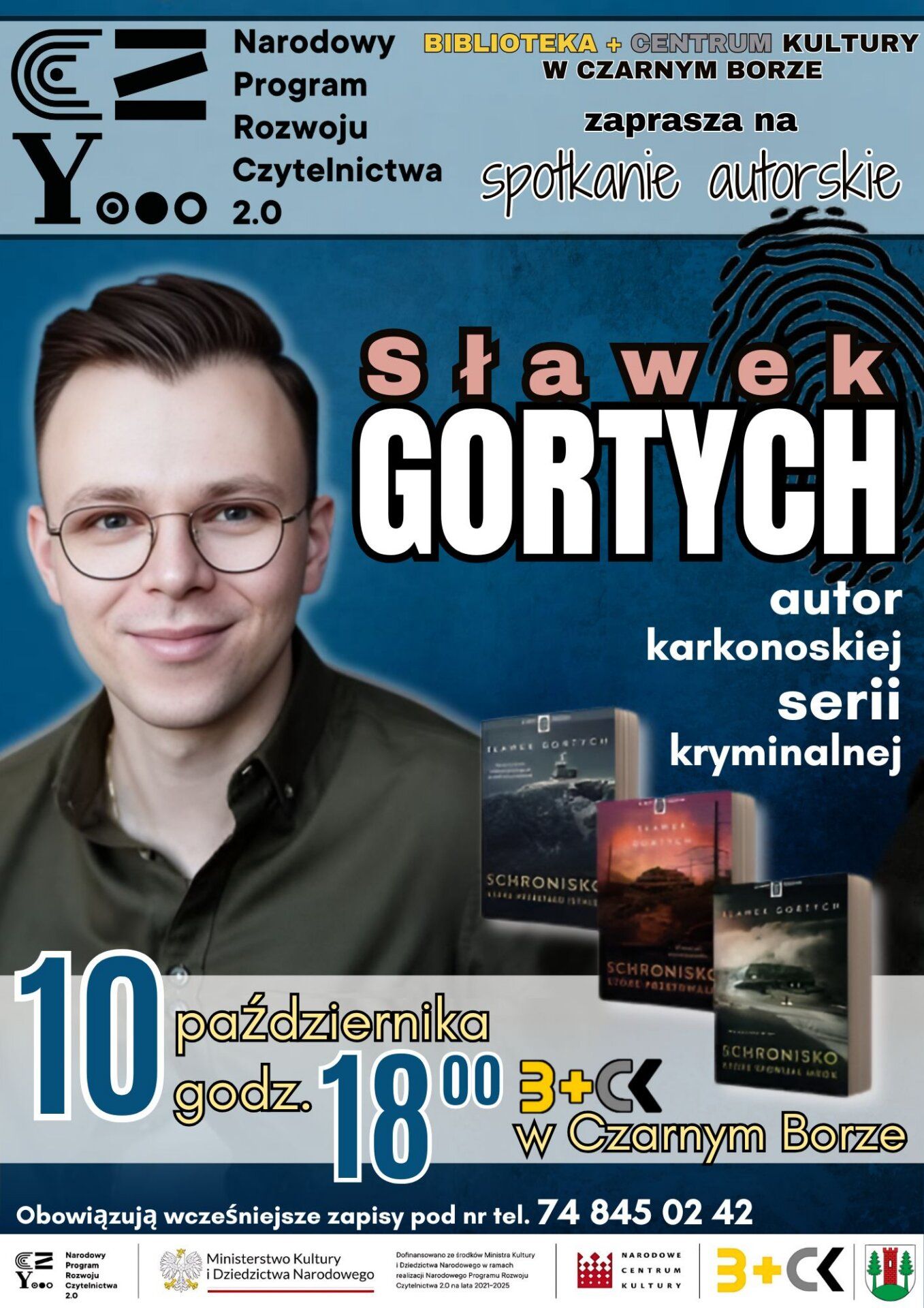 plakta spotkanie autorskie - Słąwek Gortych w piątek 10.10.2025 o godz.18.00