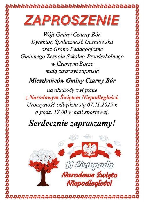 Plakat promujący szkolne widowisko z okazji Święta Niepodległości