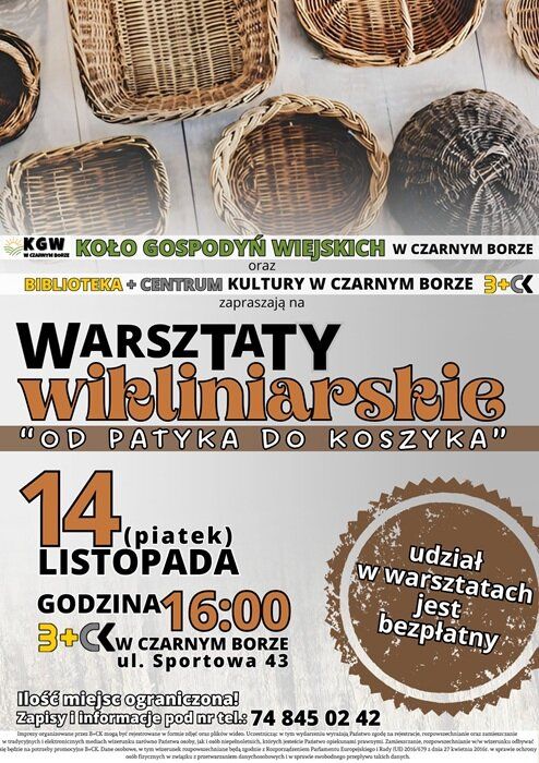 Plakat promujący warsztaty wikliniarskie w B+CK