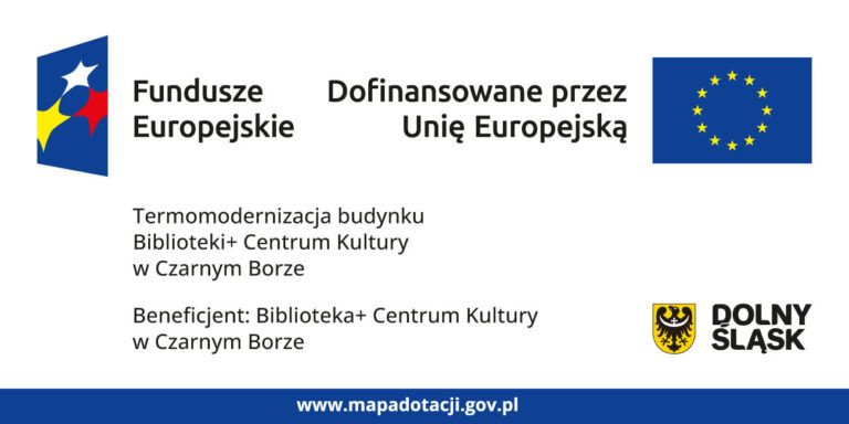 tablica informacyjna o Termomodernizacji budynku Biblioteki+ Centrum Kultury w Czarnym Borze