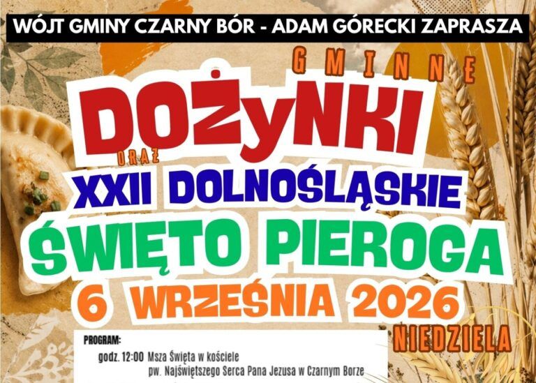 plakat na dożynki gminne; kłosy, napisy, zdjęcie zespołu